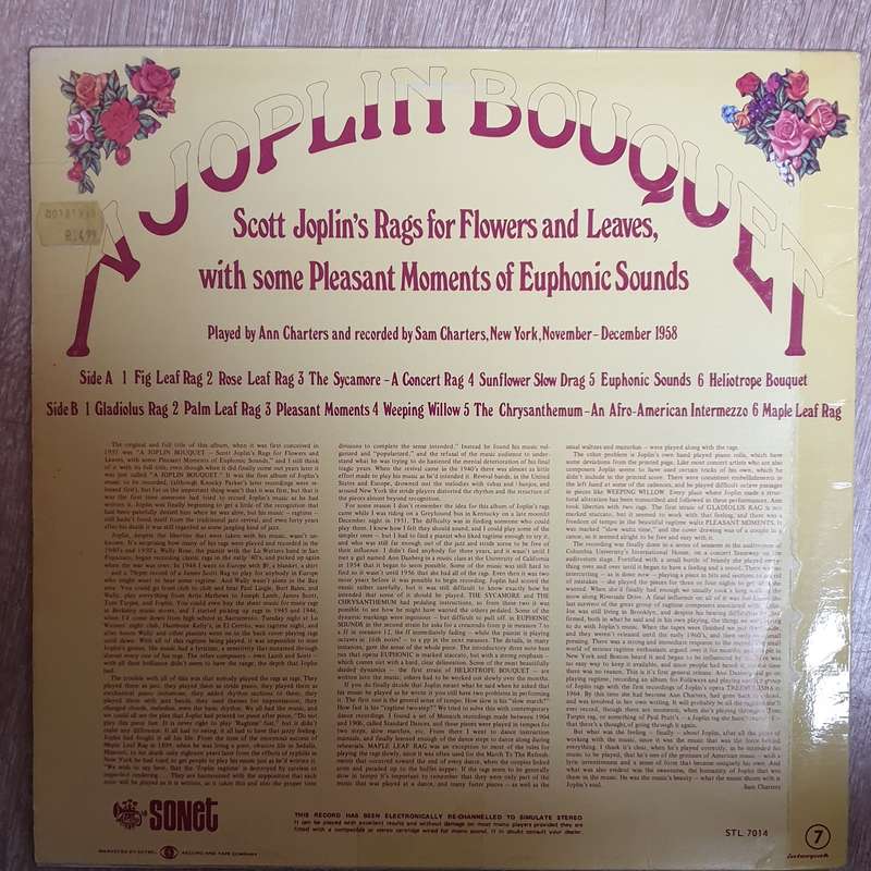 Scott Joplin - Ann Charters  A Joplin Bouquet  - Vinyl LP Record - Opened  - Very-Good Qual...