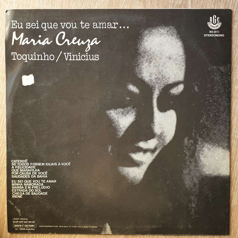 Maria Creuza  Eu Sei Que Vou Te Amar... - Vinyl  Record - Very-Good+ Quality (VG+)