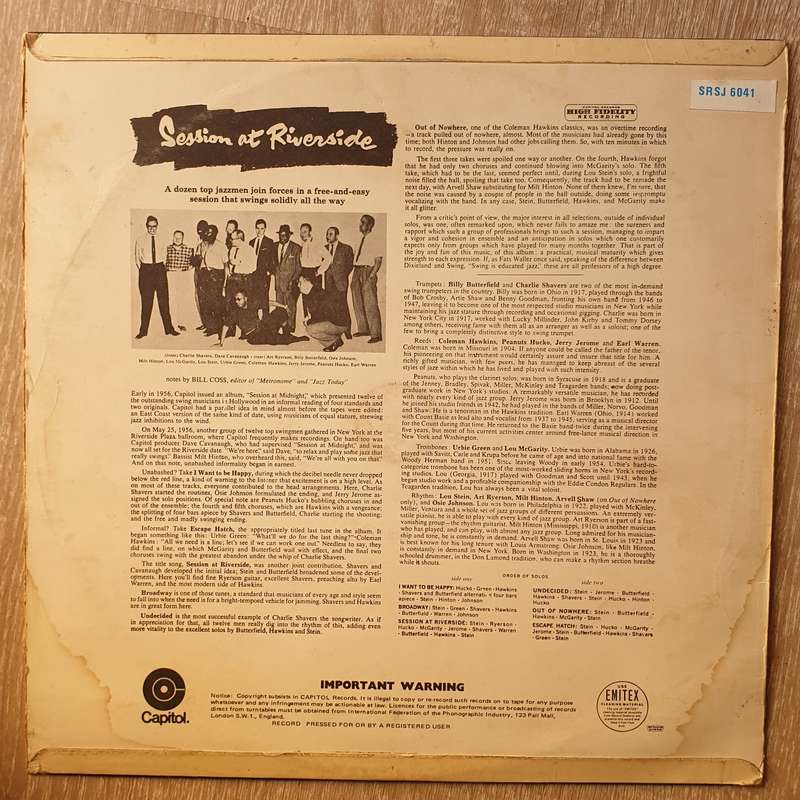 Session At Riverside (SRSJ) - Vinyl  LP Record  (VG+)