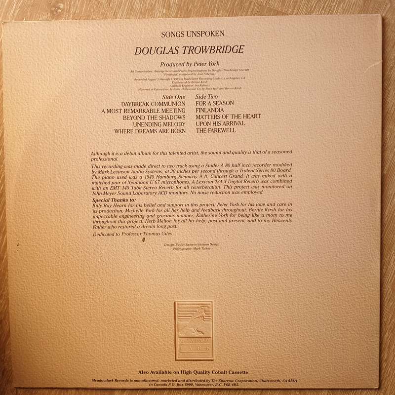 Douglas Trowbridge  Songs Unspoken - Vinyl  Record - Very-Good+ Quality (VG+)
