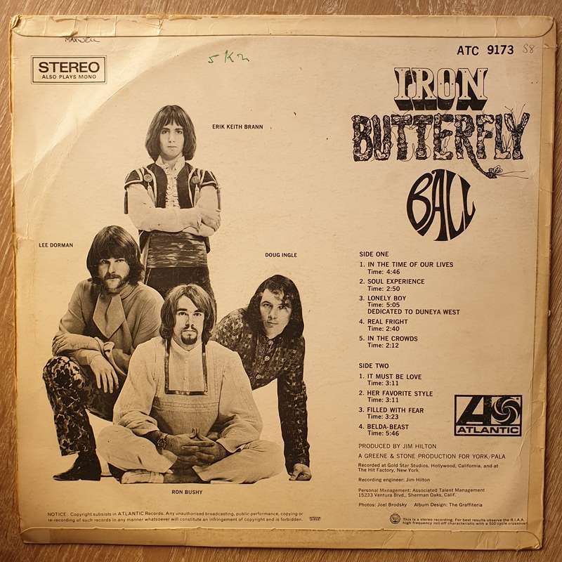 Iron Butterfly  Ball  - Vinyl LP Record - Opened  - Very-Good Quality (VG)