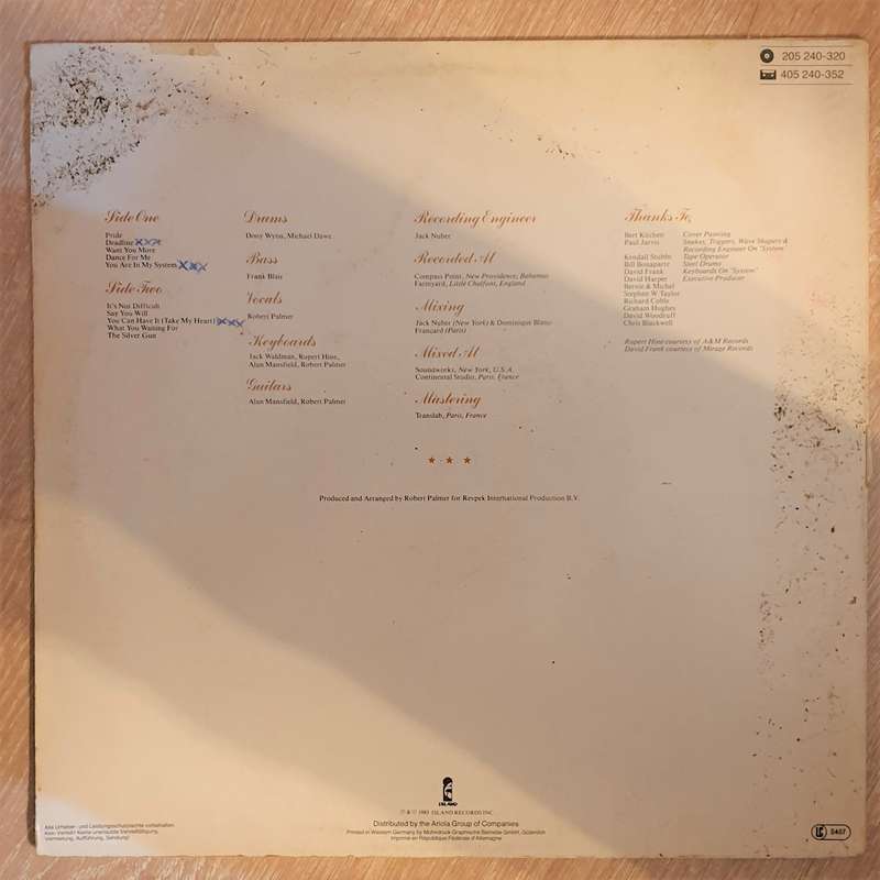Robert Palmer  Pride - Vinyl  Record - Very-Good+ Quality (VG+)