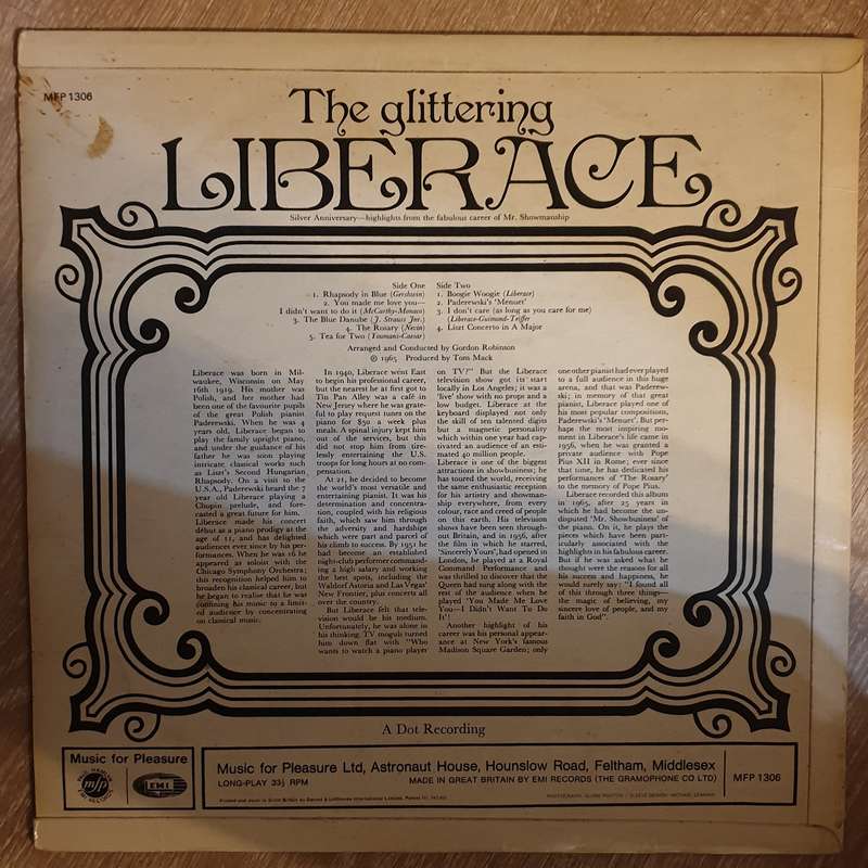 The Glittering liberace -  Vinyl Record - Very-Good+ Quality (VG+)