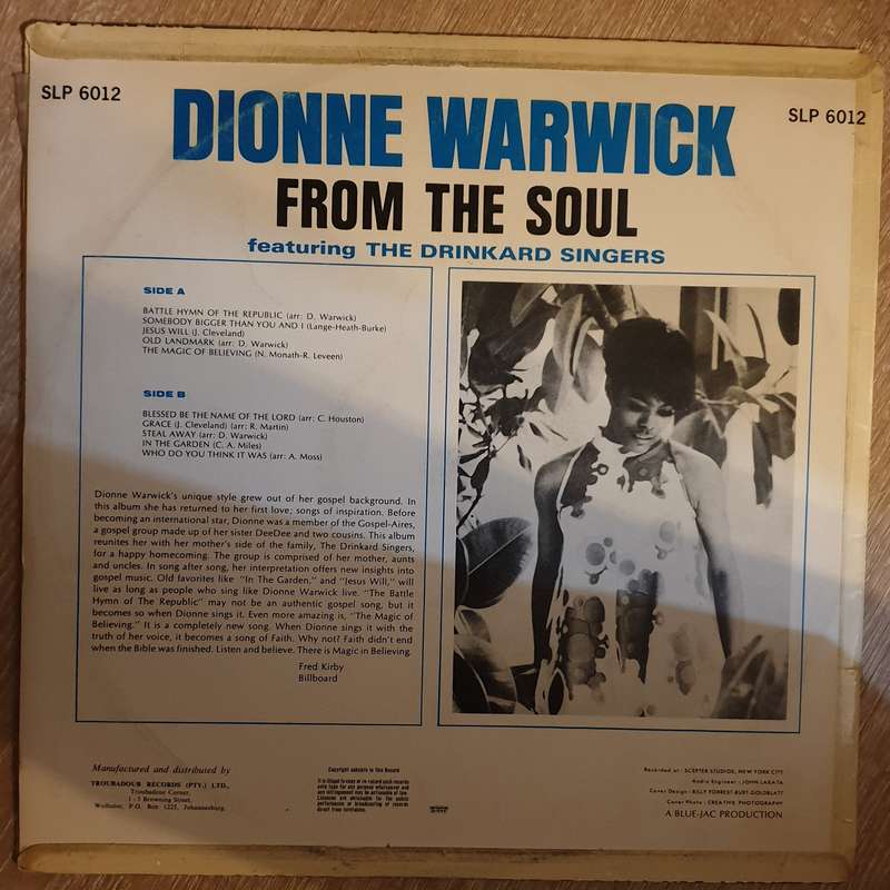 Dionne Warwick - From The Soul  -  Vinyl Record - Very-Good+ Quality (VG+)