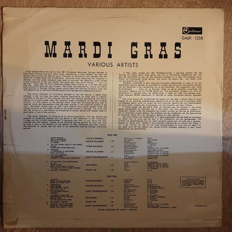 Mardi Gras Suid Afrika -  Vinyl Record - Very-Good+ Quality (VG+)