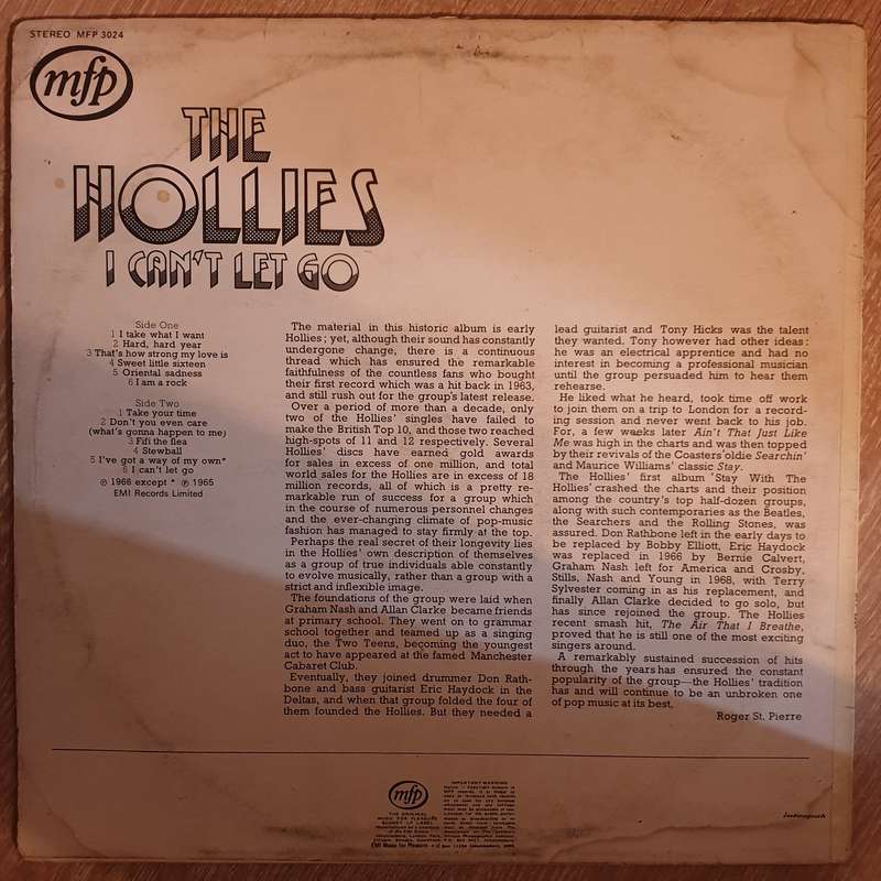 The Hollies  I Can't Let Go - Vinyl LP Record - Opened  - Very-Good Quality (VG)