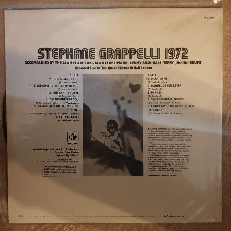 Stéphane Grappelli  Stéphane Grappelli 1972 (Recorded Live At The Queen Elizabeth Hall Lo...
