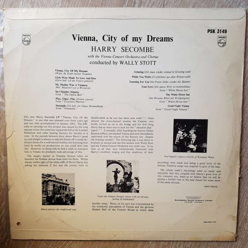 Harry Secombe  Vienna, City Of My Dreams -  Vinyl LP Record - Very-Good+ Quality (VG+)