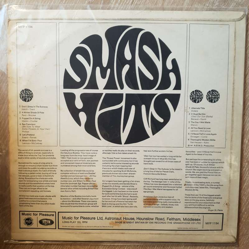 Smash Hits -  Vinyl LP Record - Very-Good+ Quality (VG+)
