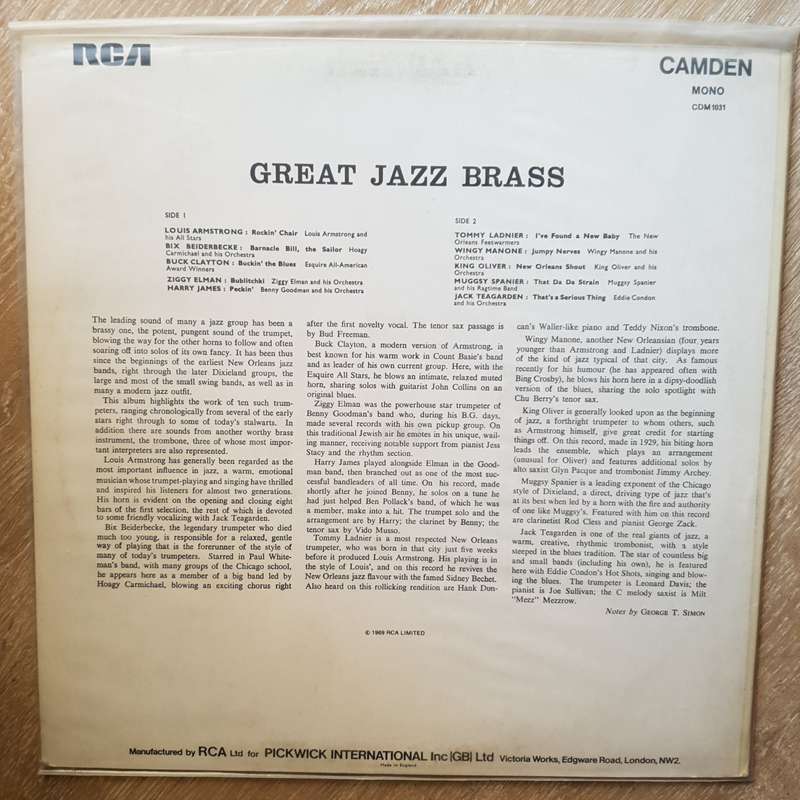 Great Jazz Brass - Vinyl LP Record - Very-Good+ Quality (VG+)