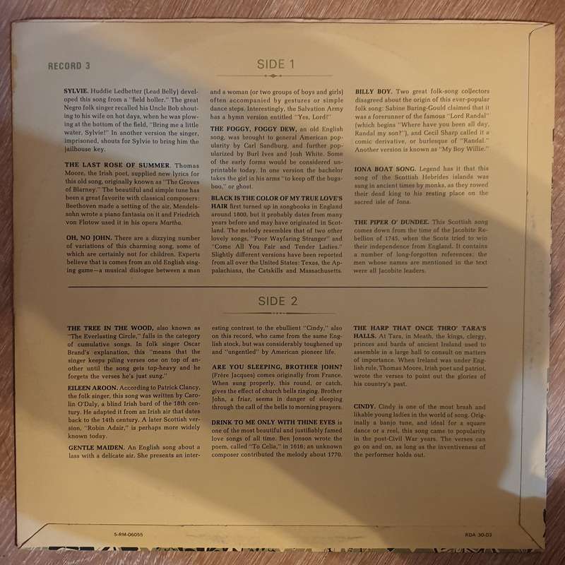 Greensleeves and 57 Other Favourite Folk Songs (Part 3) -  Vinyl LP Record - Very-Good+ Qualit...