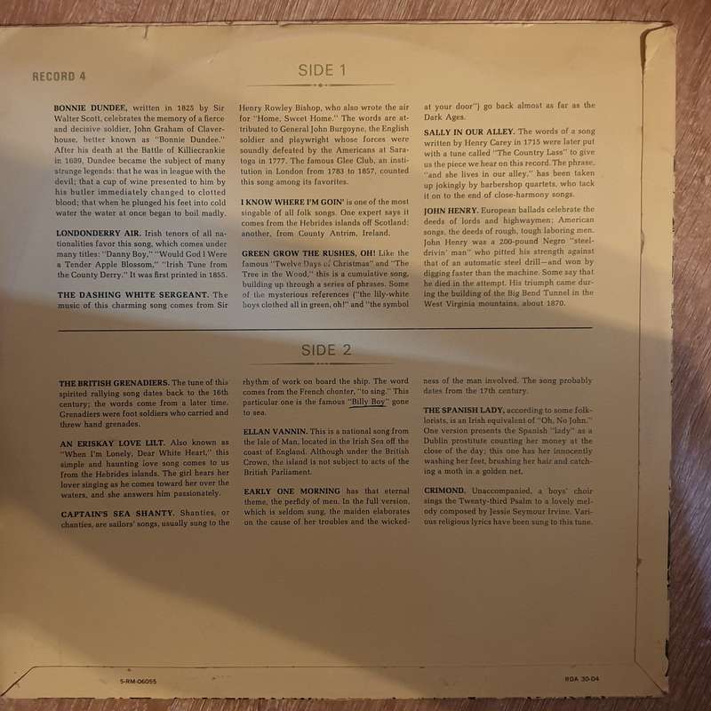 Greensleeves and 57 Other Favourite Folk Songs (Part 4)  Vinyl LP Record - Very-Good+ Quality ...
