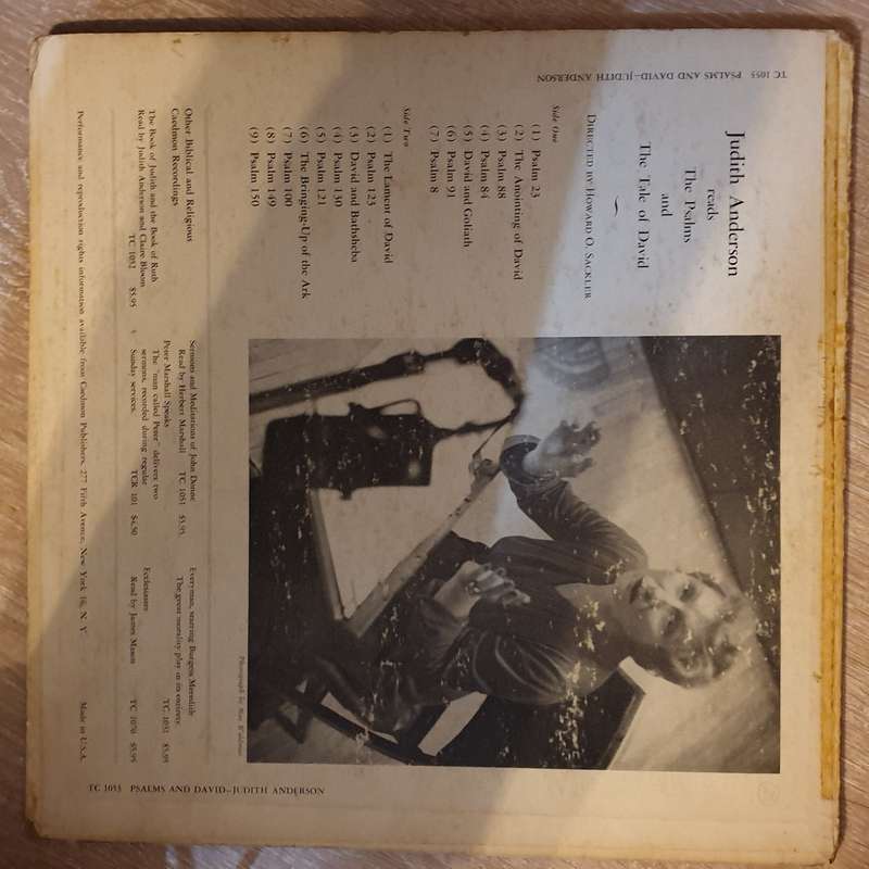 Judith Anderson  Reading The Psalms And The Tale Of David   Vinyl LP Record - Opened ...