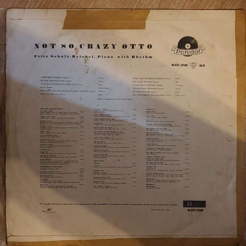 Crazy Otto  Not So Crazy Otto -  Vinyl LP Record - Opened  - Good Quality (G)