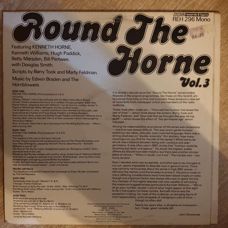 Round The Horne  Round The Horne Vol. 3 - Vinyl LP Record - Very-Good+ Quality (VG+)