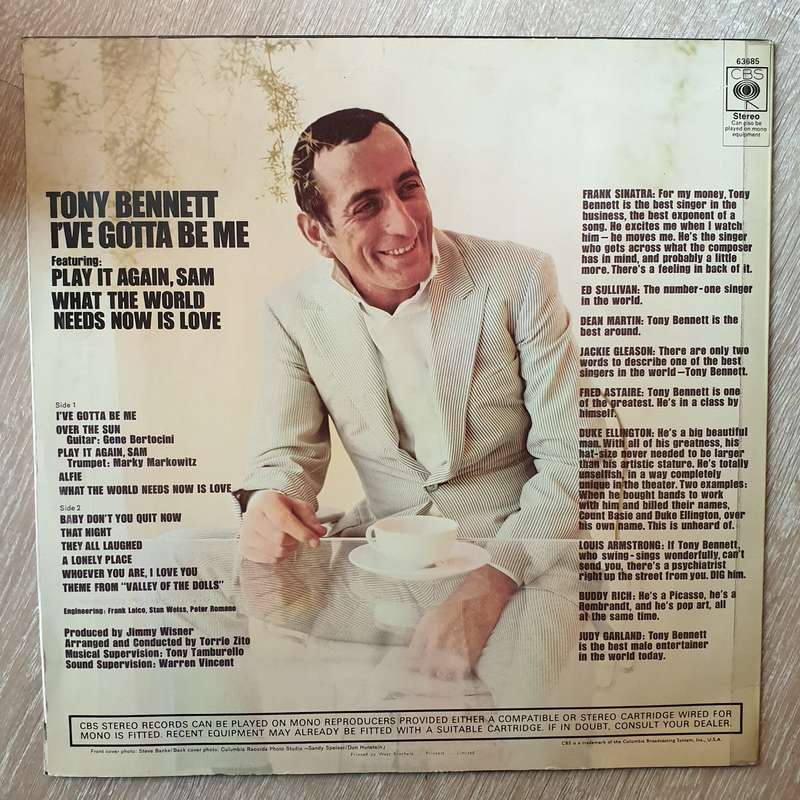 Tony Bennett  I've Gotta Be Me -  Vinyl LP Record - Very-Good+ Quality (VG+)