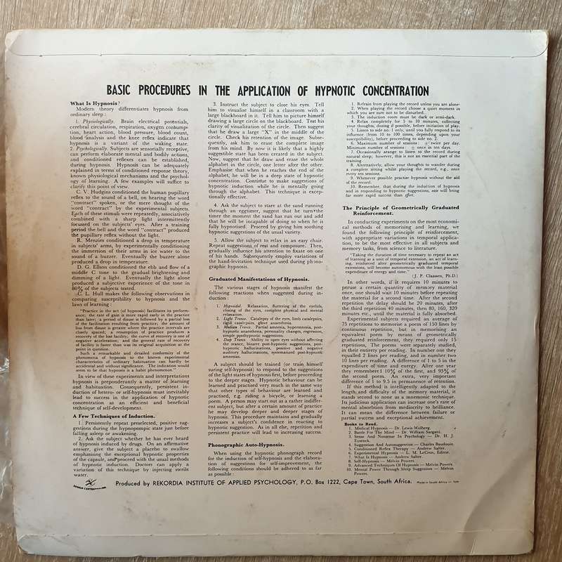 Mental Power - Phonographic Selfhypnosis -  Vinyl Record - Very-Good+ Quality (VG+)