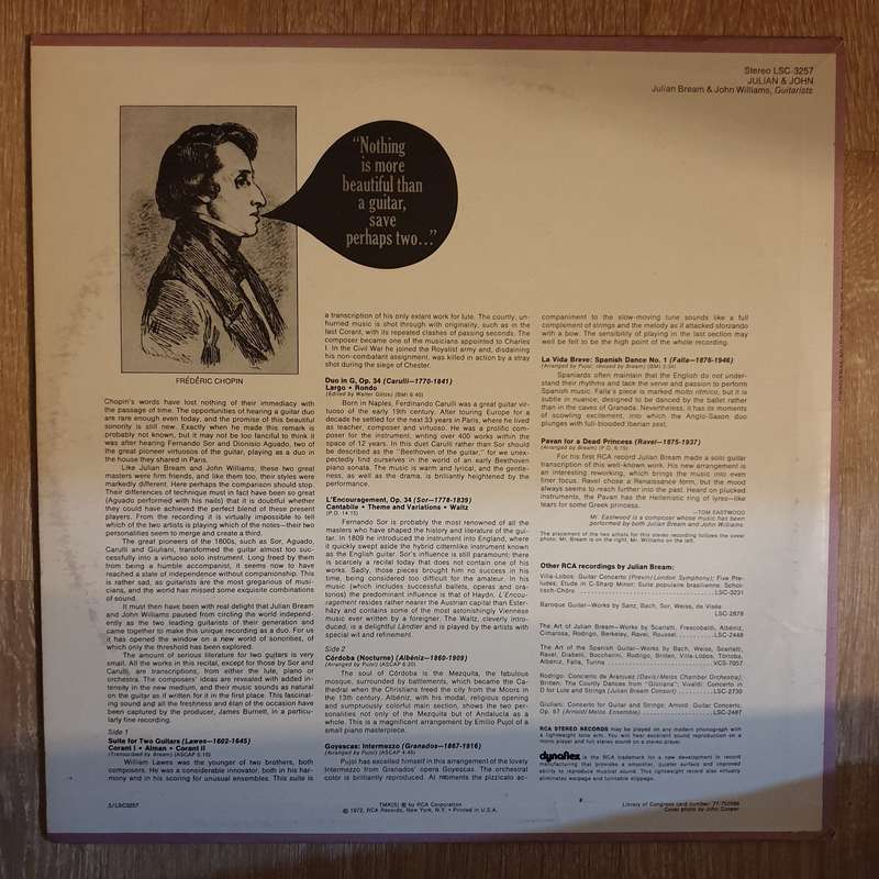 Julian Bream & John Williams  Julian And John - Vinyl LP Record - Opened  - Very-Good+ Quality...