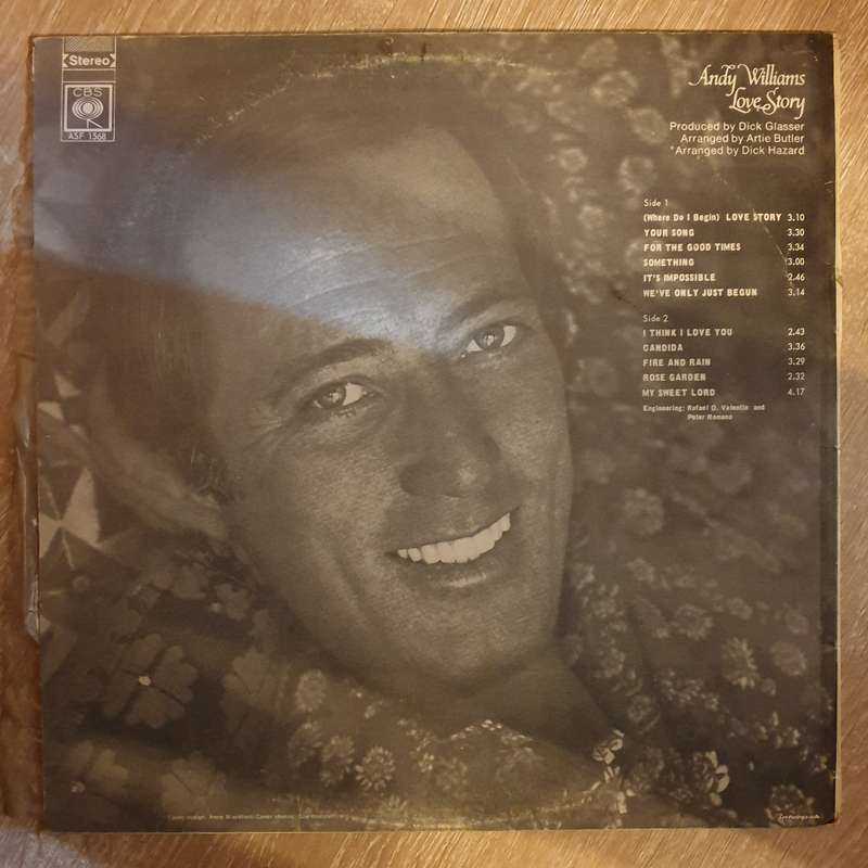 Andy Williams - Love Story - Vinyl LP Record - Very-Good+ Quality (VG+)