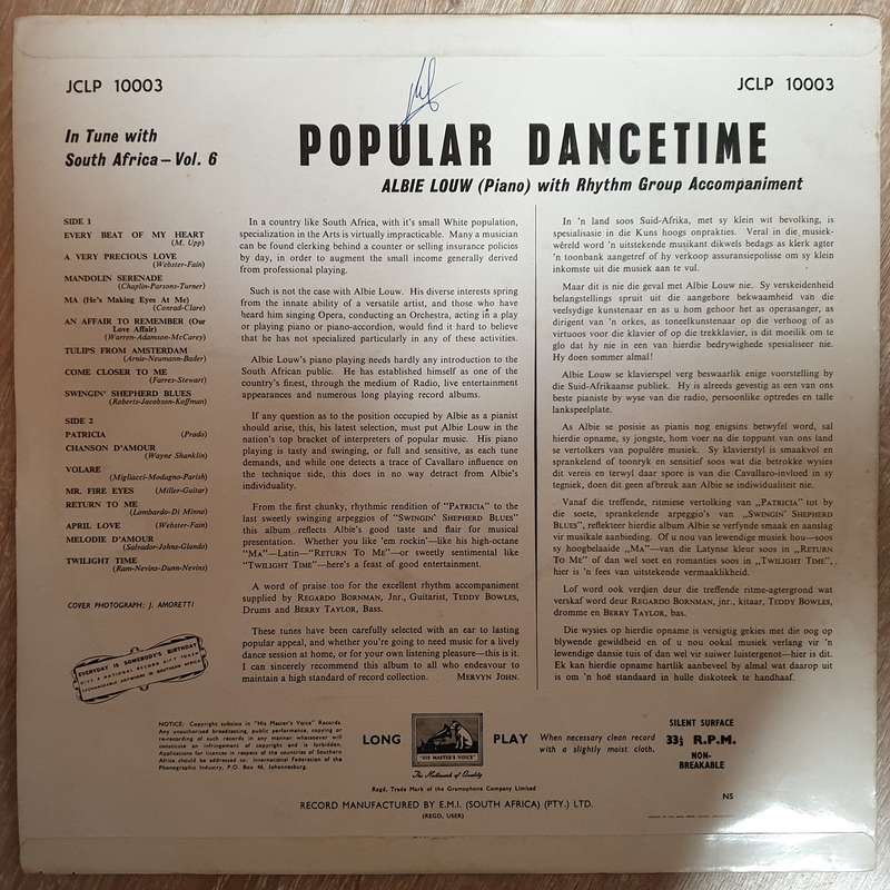 Albie Louw - Popular Dancetime -  Vinyl LP Record (VG+)