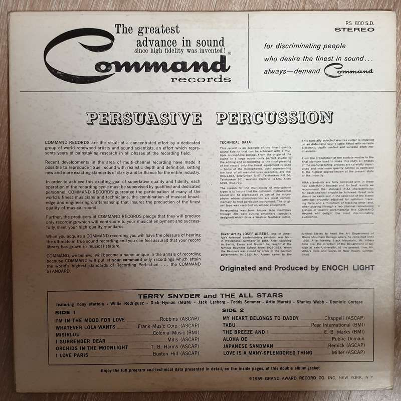 Persuasive Percussion -Terry Snyder And The All Stars  Vinyl LP Record - Opened  - Very-Goo...