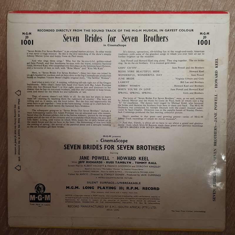 Seven Brides For Seven Brothers (10") -  Vinyl LP Record - Very-Good+ Quality (VG+)
