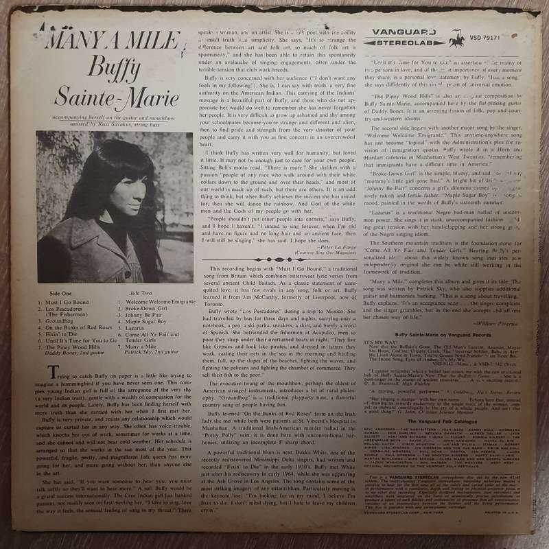 Buffy Sainte-Marie  Many A Mile -  Vinyl LP Record - Opened  - Very-Good- Quality (VG-)