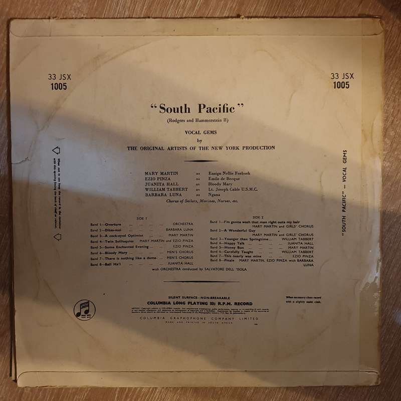 South Pacific   Vocal Gems - Rodgers & Hammerstein  Sung By The Originakl Artists Of ...