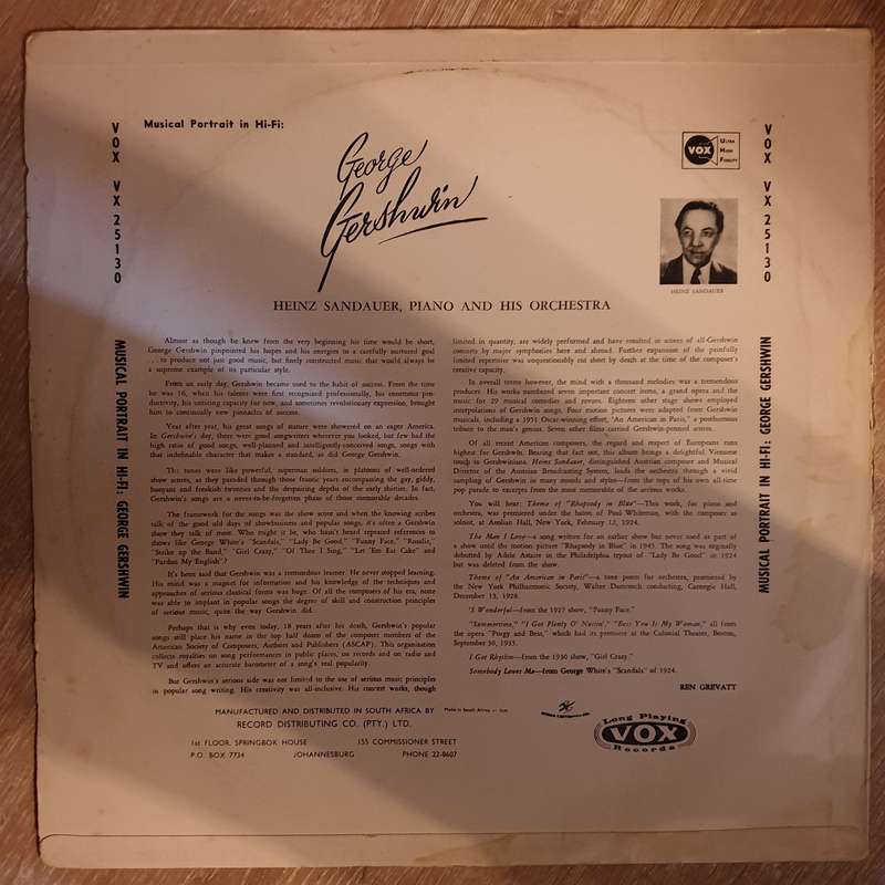George Gershwin - Musical Portrait In Hi-Fi - Vinyl LP Record - Opened  - Very-Good Quality (VG)