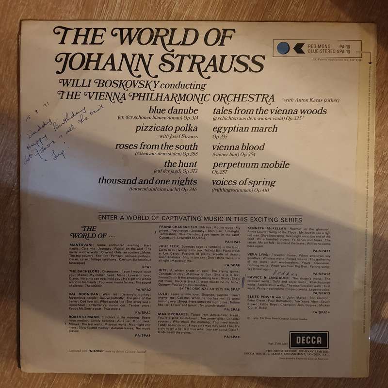 The World Of Johann Strauss -  Vinyl LP Record - Very-Good+ Quality (VG+)