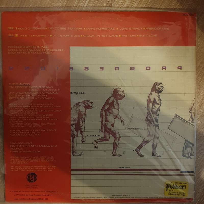 Tim Bogert  Progressions -  Vinyl LP Record - Very-Good+ Quality (VG+)