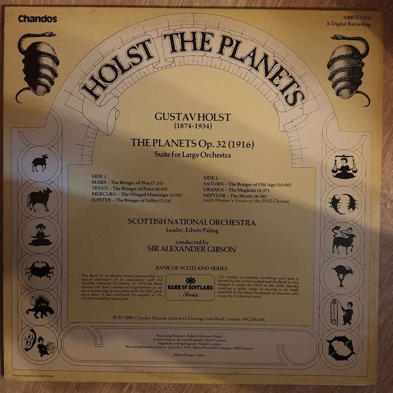 Holst - Scottish National Orchestra Conducted By Sir Alexander Gibson  The Planets -  Vinyl...