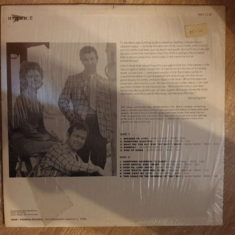 The Bill Gaither Trio  Because He Lives -  Vinyl LP Record - Very-Good+ Quality (VG+)