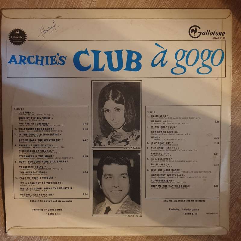 Archie Silansky, Cathy Carole, Eddie Ellis  Archie's Club A Go Go -  Vinyl LP Record - Very...