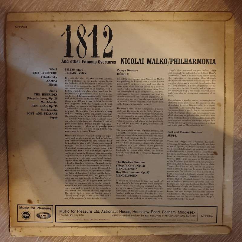Nicolai Malko - Philharmonia  1812 And Other Famous Overtures -  Vinyl LP Record - Very-Goo...