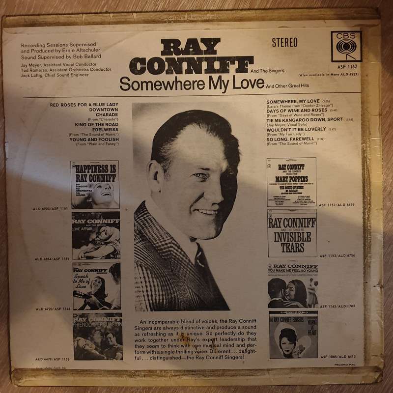 Ray Conniff - Somewhere my Love  -  Vinyl LP Record - Opened  - Very-Good- Quality (VG-)
