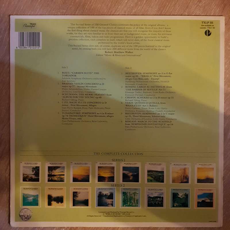 One Hundred - 100 Greatest Classics - Series 2 - Bizet, Brahms, Verdi, Chopin -  Vinyl LP Record ...