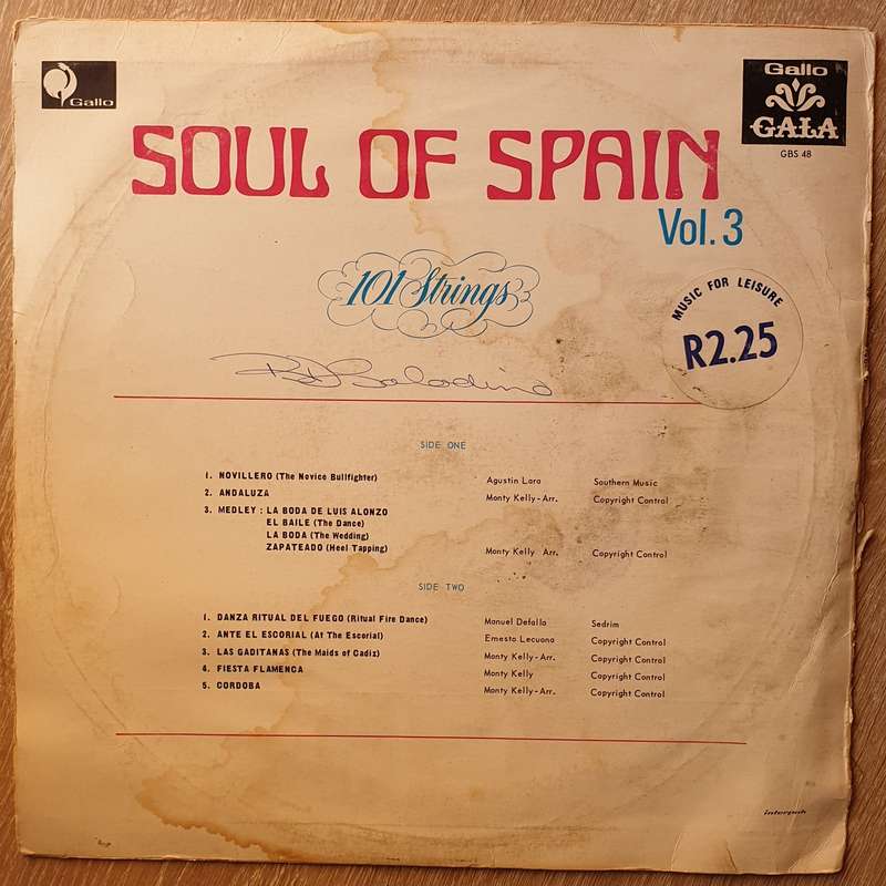 101 Strings  The Soul Of Spain - Volume 3 - Vinyl LP Record - Very-Good Quality (VG)