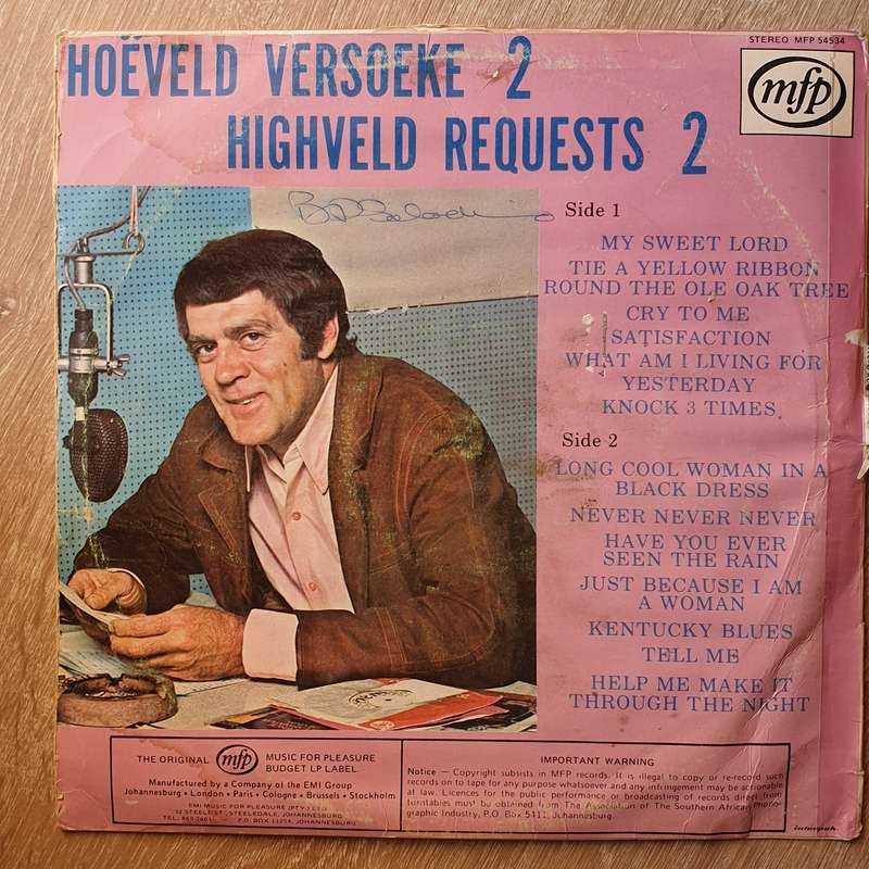 Highveld Request 2 - Rocco Erasmus - Vinyl LP Record - Opened  - Very-Good- Quality (VG-)