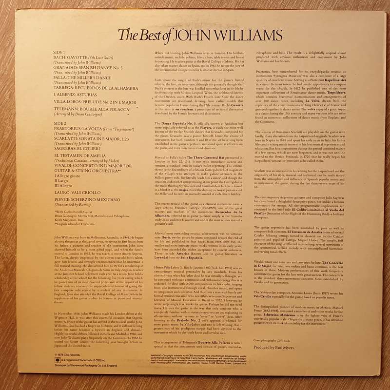 John Williams  The Best Of John Williams -  Vinyl LP Record - Very-Good+ Quality (VG+)
