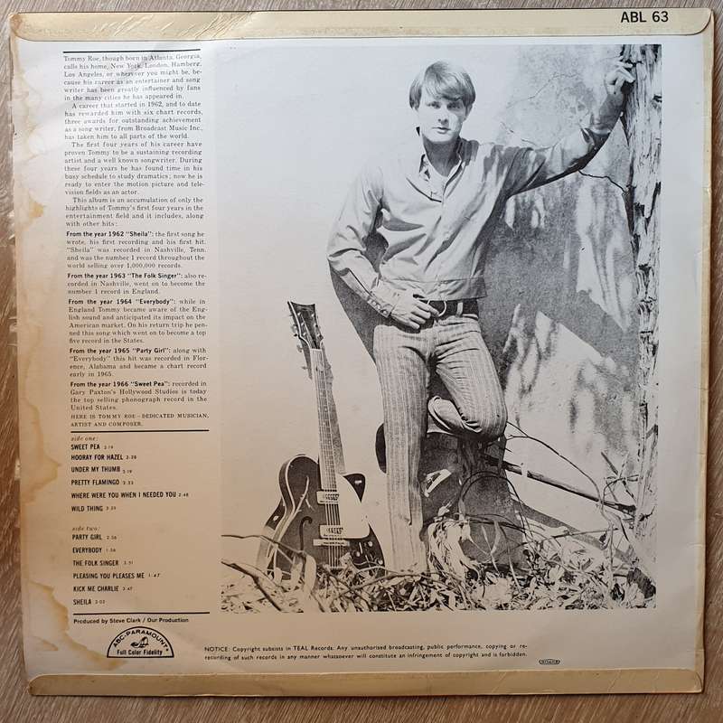 Tommy Roe  Sweet Pea - Vinyl LP Record - Opened  - Very-Good- Quality (VG-)