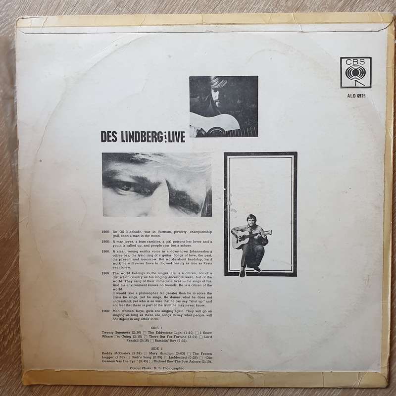 Des Lindberg - Live  Vinyl LP Record - Good+ Quality (G+)
