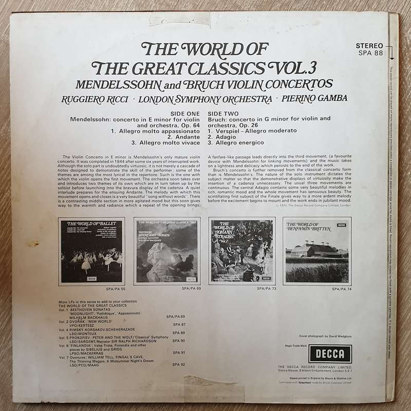 The World Of the Great Classics Vol 3 - Vinyl LP Record - Opened  - Very-Good Quality (VG)
