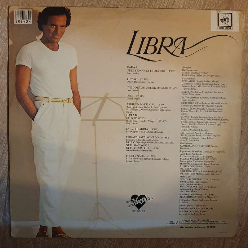 Julio Iglesias - Libra  - Vinyl LP Record - Very-Good+ Quality (VG+)