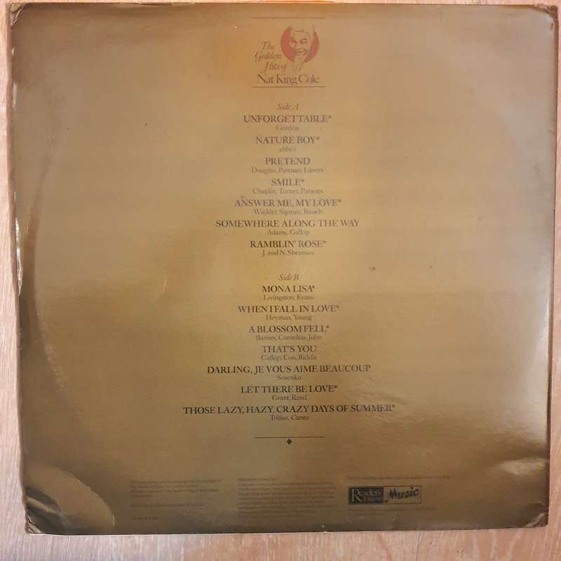 Nat King Cole - The Golden Hits Of Nat King Cole - Vinyl Record - Opened  - Very-Good+ Quality (VG+)