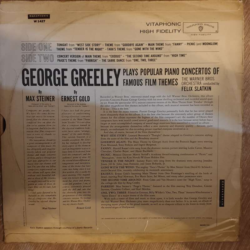 George Greeley  Popular Piano Concertos Of Famous Film Themes - Vinyl Record - Opened  - Ve...
