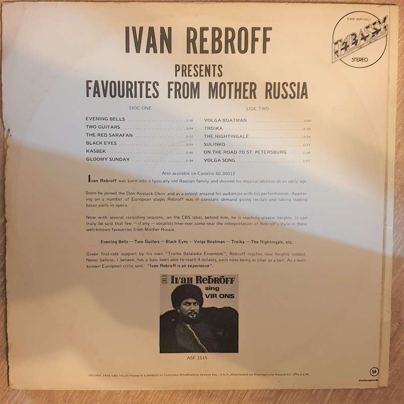 Ivan Rebroff - Favorites From Mother Russia - Vinyl LP Record - Opened  - Very-Good Quality (VG)