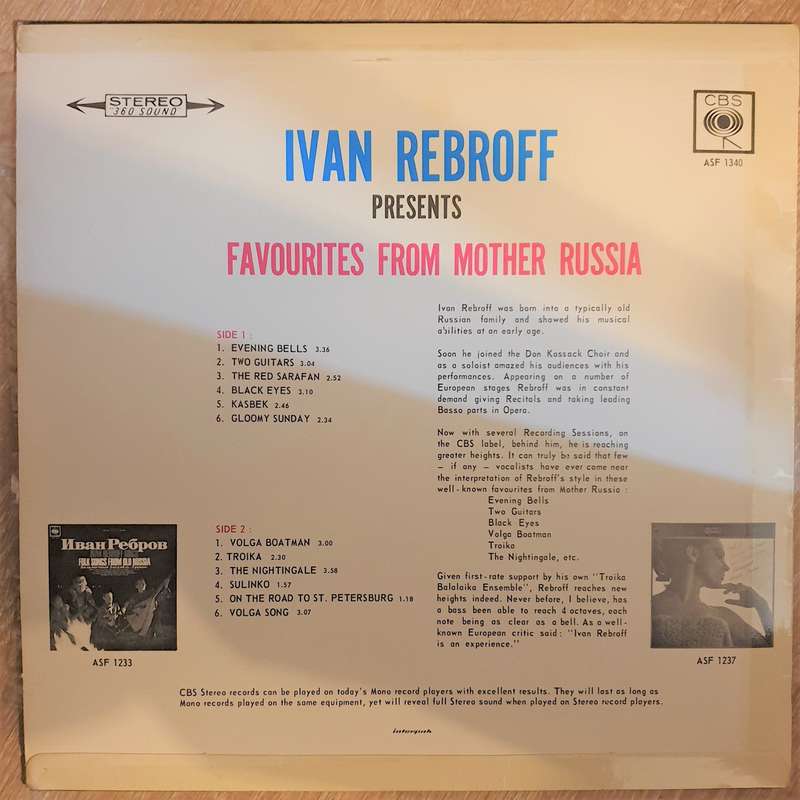Ivan Rebroff - Favorites From Mother Russia - Vinyl LP Record - Opened  - Very-Good- Quality (VG-)