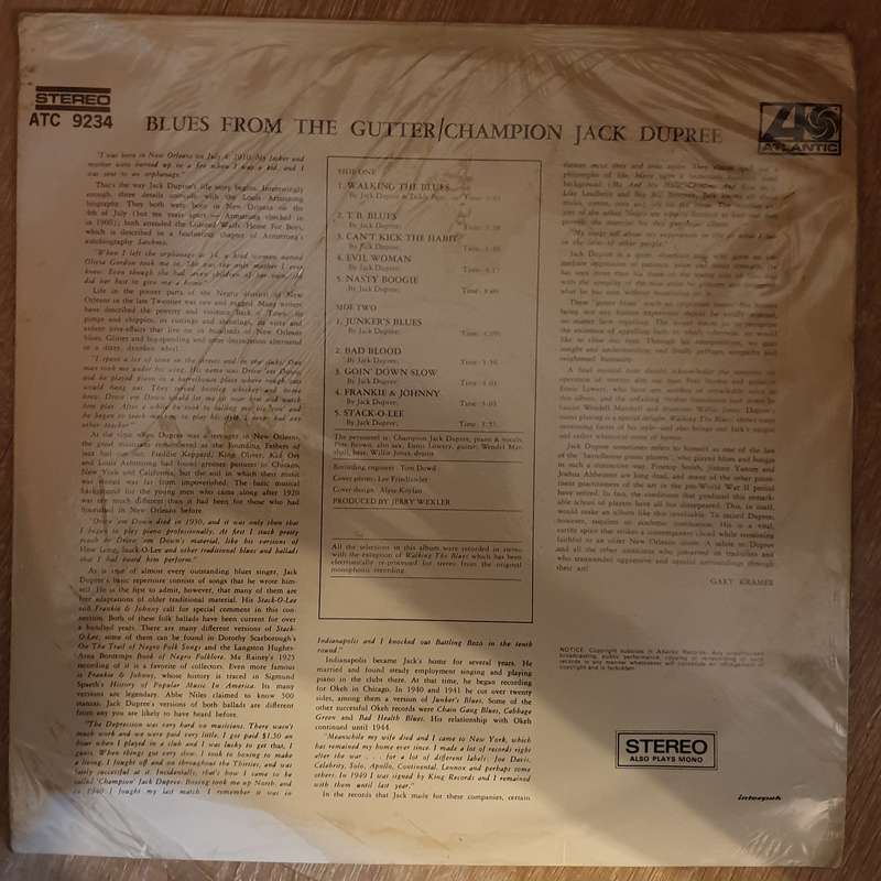 Champion Jack Dupree  Blues From The Gutter - Vinyl LP - Sealed