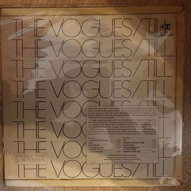 The Vogues  Till - Vinyl LP  Record - Opened  - Very-Good+ Quality (VG+)
